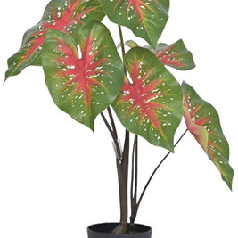 70cm Premium Rubber Touch Red Green Leaf Plant In Pot