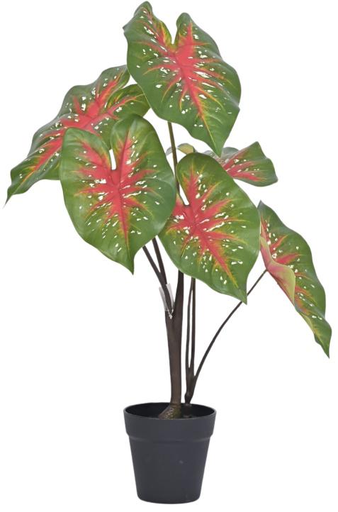 70cm Premium Rubber Touch Red Green Leaf Plant In Pot