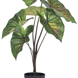 70cm Premium Rubber Touch Purple Green Leaf Plant In Pot