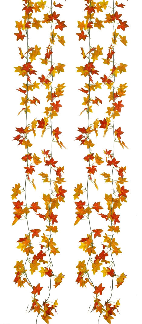 Orange Maple Leaves Veil – 7ft